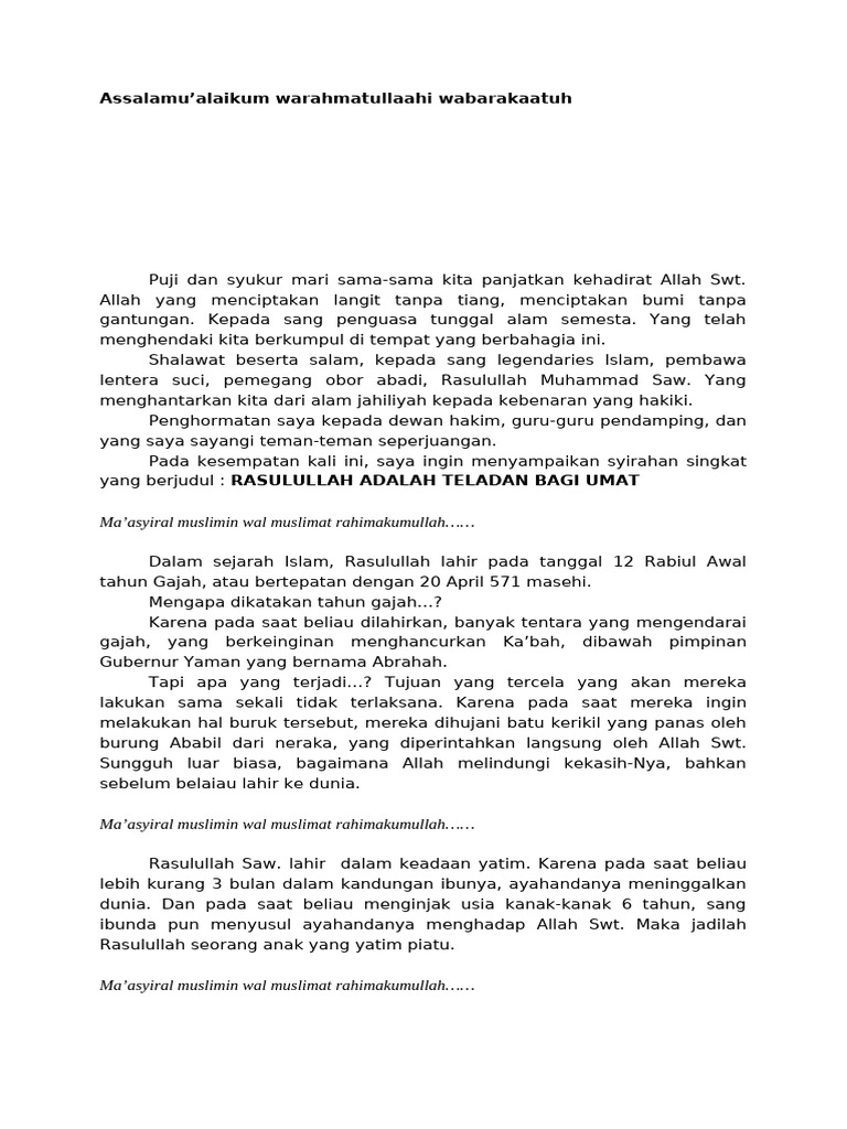 Pidato Rasulullah Teladan Umat | PDF
