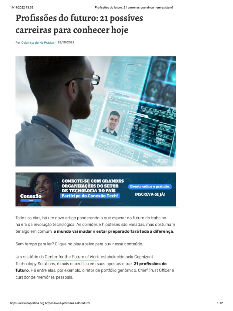 Profissões Do Futuro - 21 Carreiras Que Ainda Nem Existem! | PDF