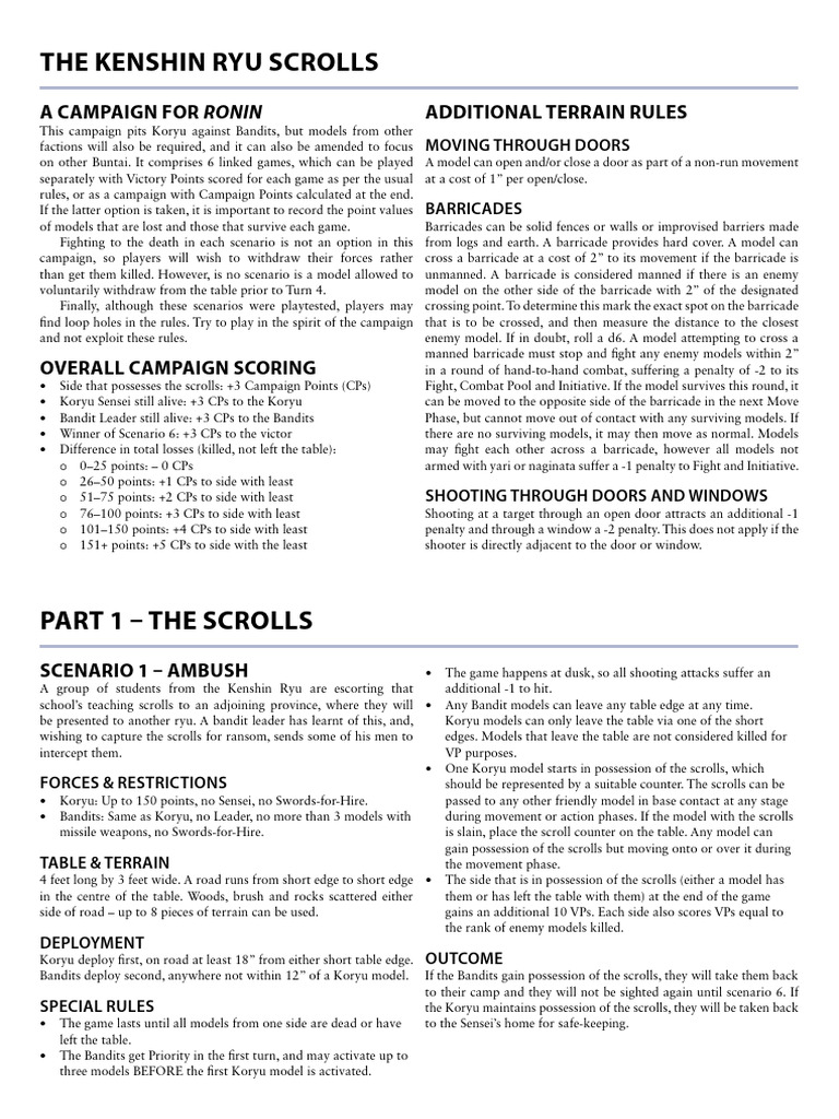 The Kenshin Ryu Campaign | PDF