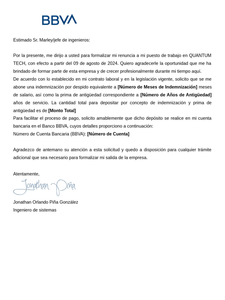 Carta Indemnización | PDF