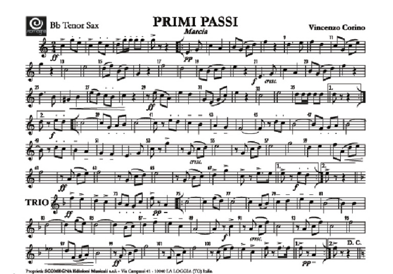 Primi Passi - Sax Tenore 1 | PDF