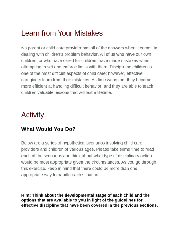 Learn From Your Mistakes | PDF | Child Care | Self-Improvement