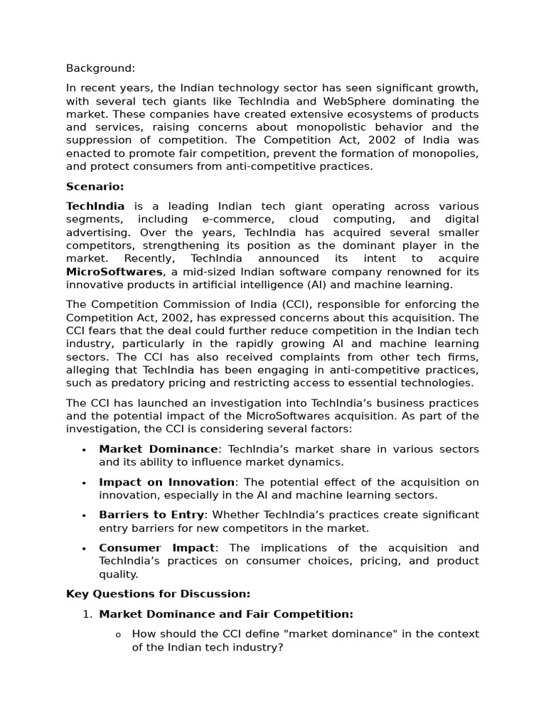 Competiion Case Question & Answers | PDF