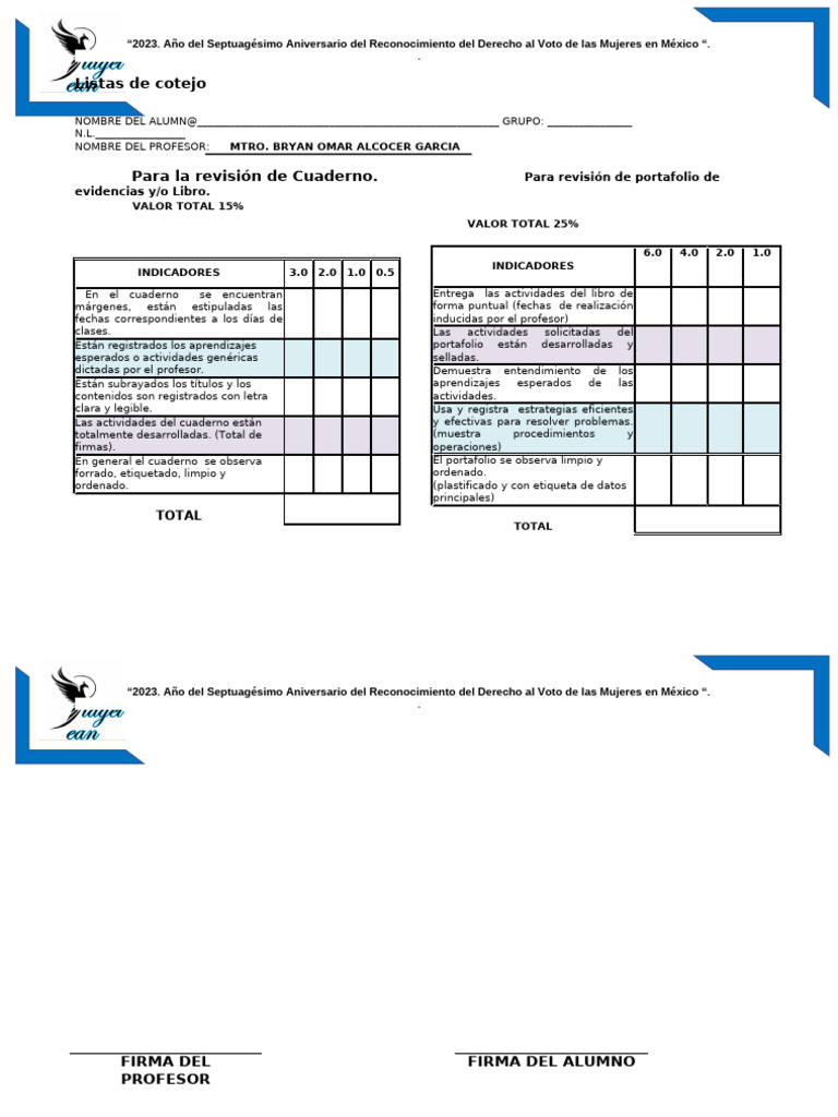 Lista de Cotejo LEC Y RED | PDF