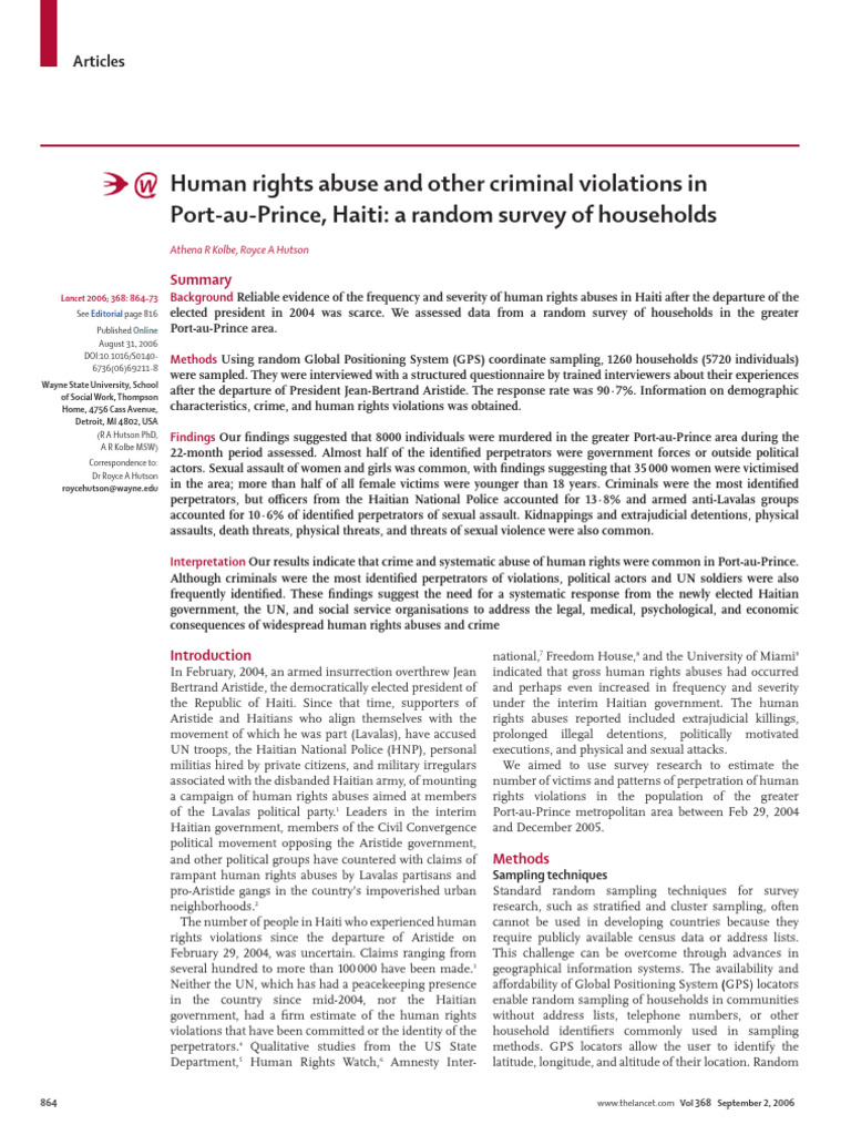 Human Rights Abuse and Other Criminal Violations in Port-au-Prince ...
