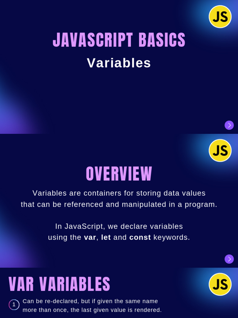 01-JavaScript Basics - Variables | PDF