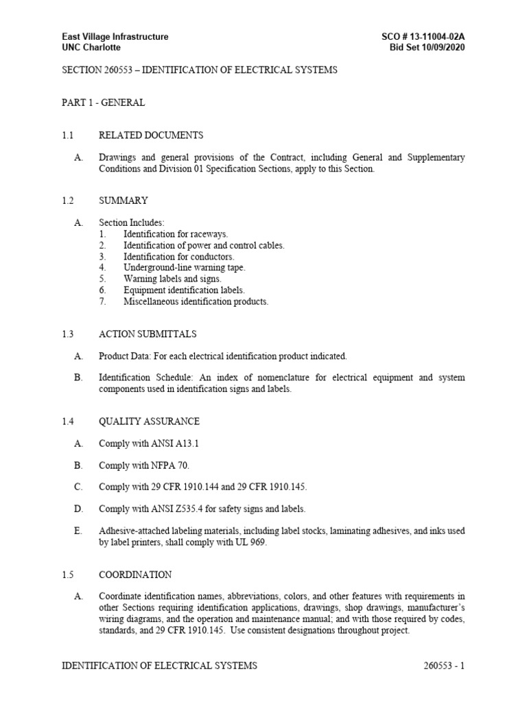 Identification For Electrical Systems - Revised 10-09-2020 | PDF