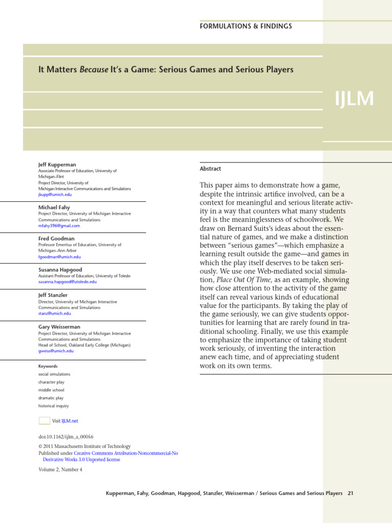 It Matters Because It's A Game Article | PDF