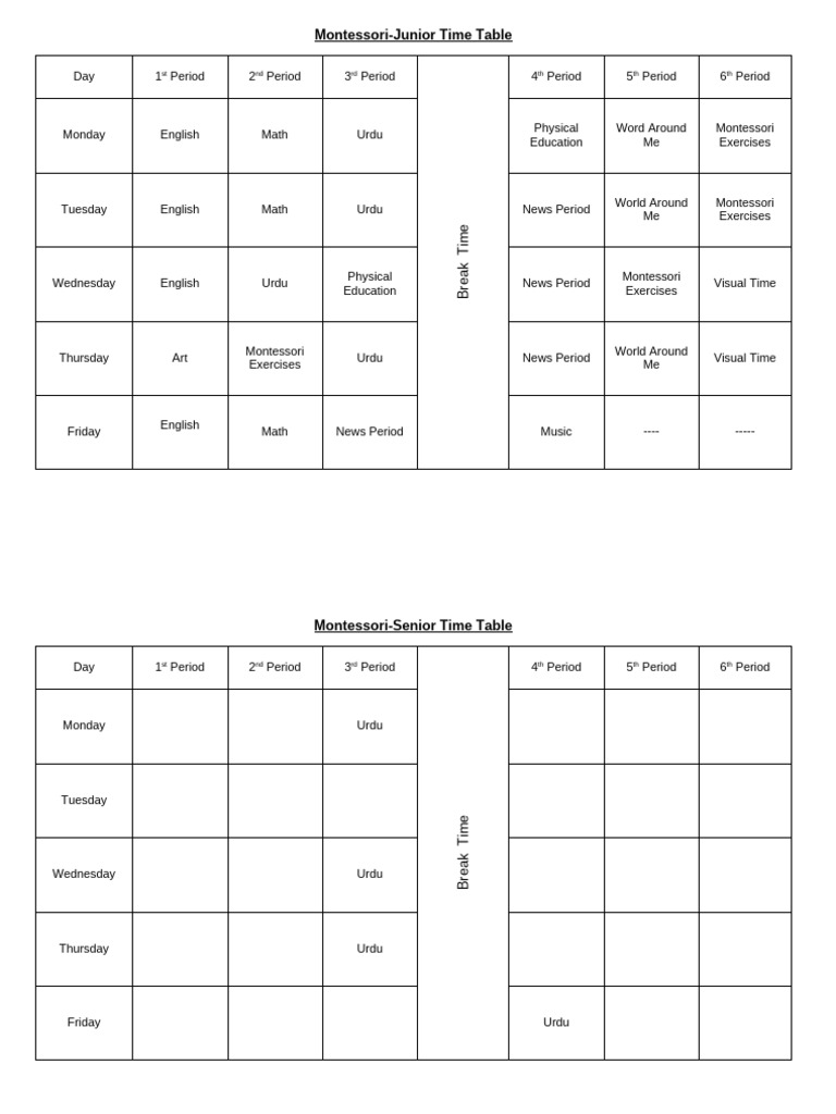 Updated BFC Class Time Table | PDF