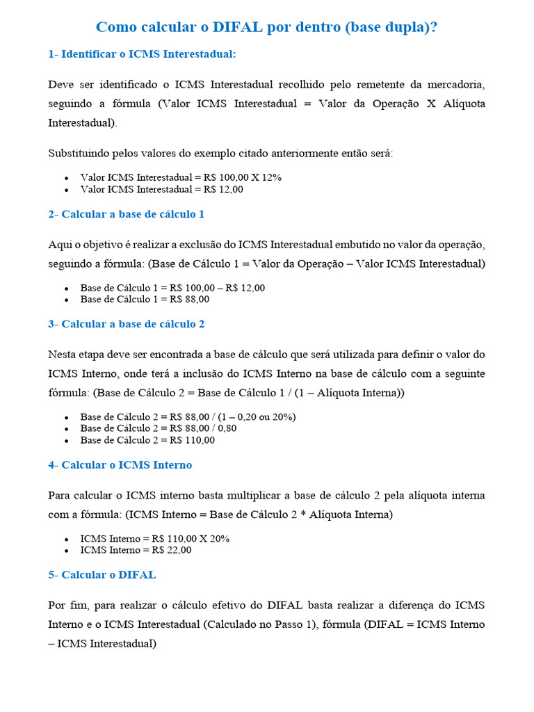 Cálculo do DIFAL: Guia Prático | PDF