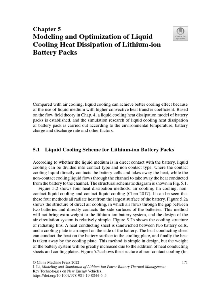 Modeling of Liquid Cooling of Lithium-Ion Batteries | PDF