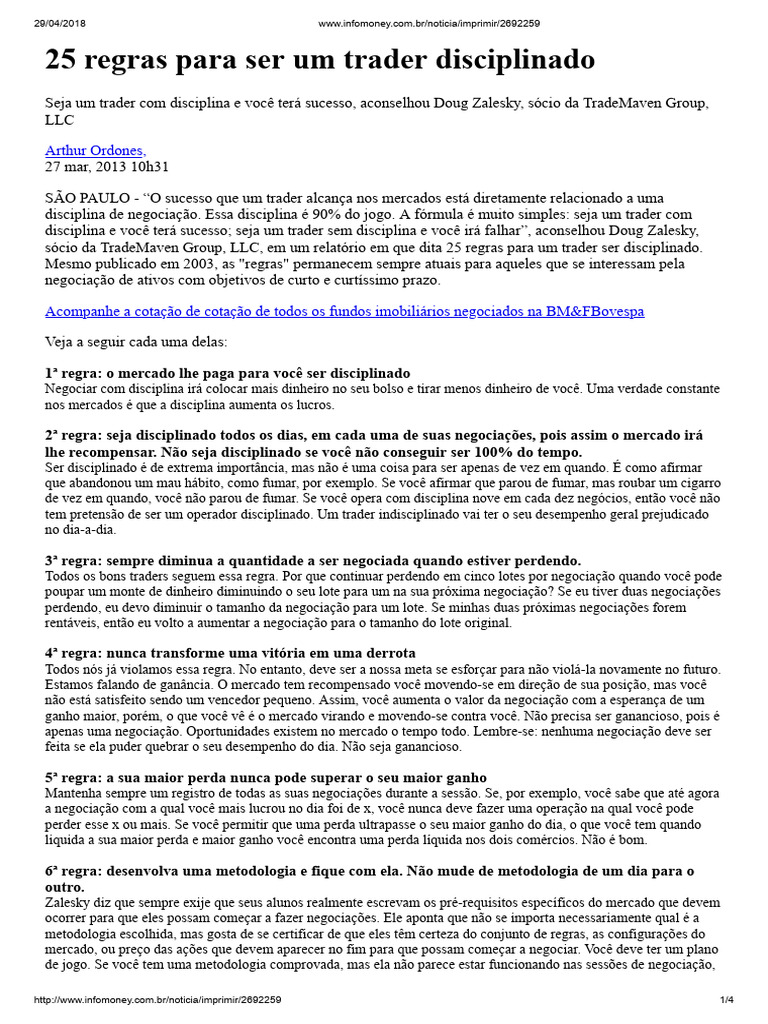 25 Regras para Ser Um Trader Disciplinado | PDF