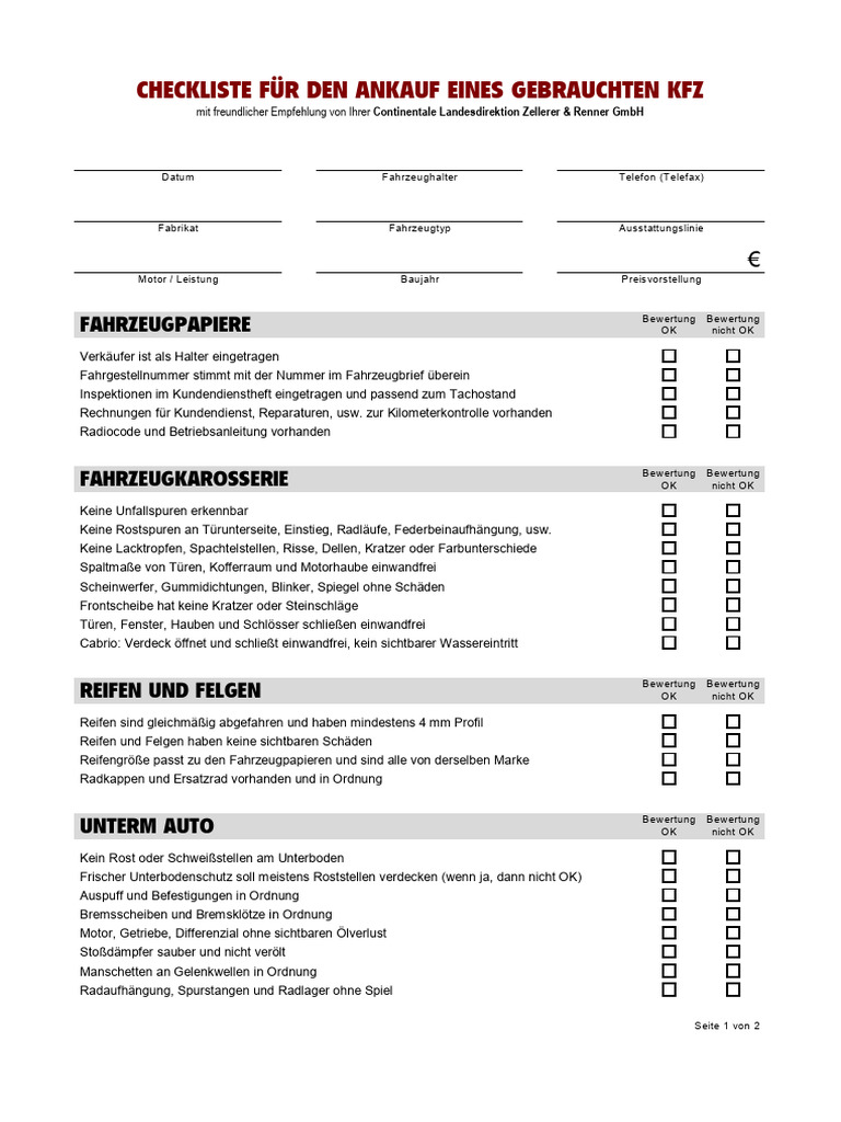 Checkliste Fahrzeugbergabe Pdfnull