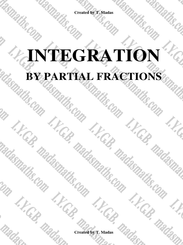 Integration partial fractions pdf