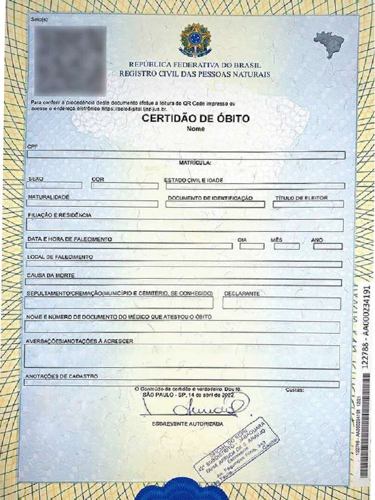 Certidao De Obito Pdf