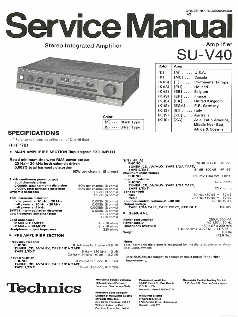 Technics Su-V40 Amplifier SM | PDF