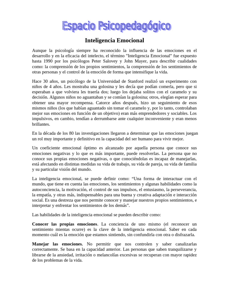 Claves de la Inteligencia Emocional | PDF | Las emociones ...