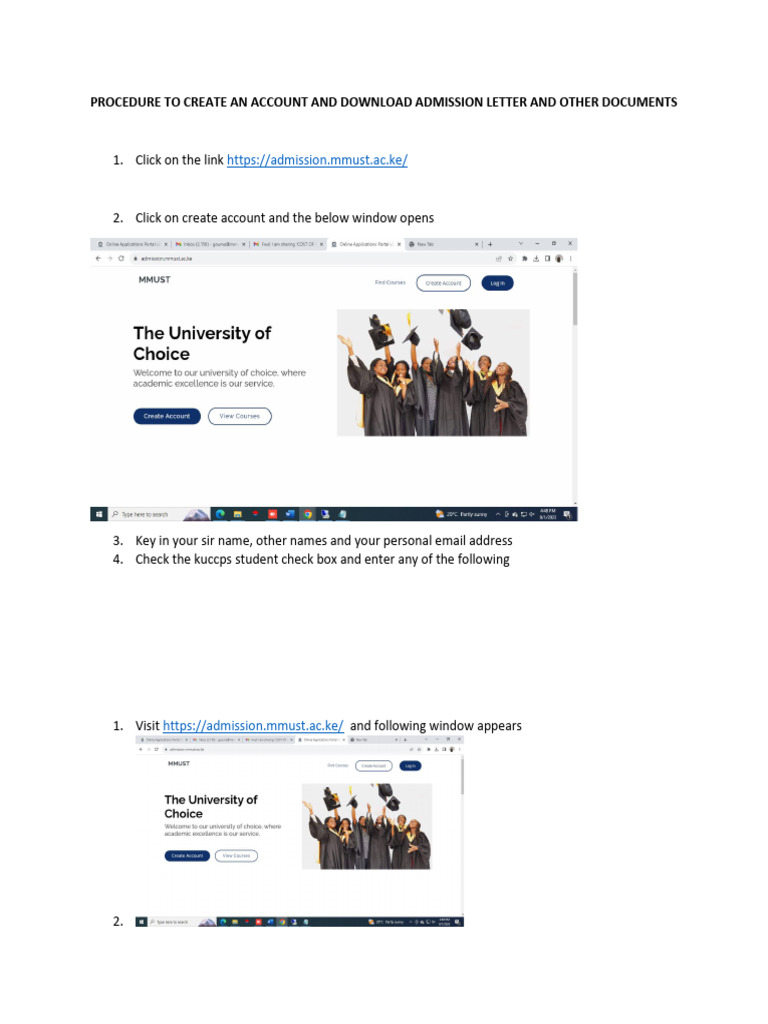 Downloading MMUST Admission Letter Guide | PDF