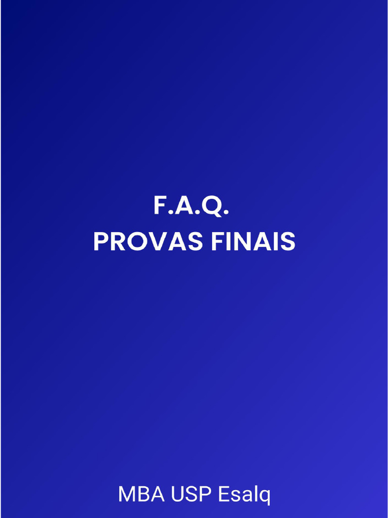 FAQ Provas Finais - PT | PDF