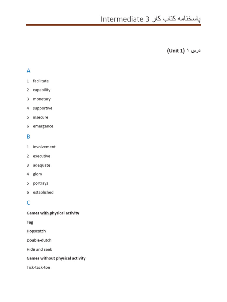 Intermediate 3 Workbook Answer Key Pdf