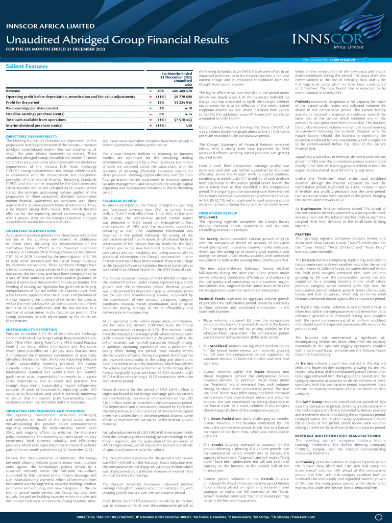 Innscor Africa Financial Results H2 2023 | PDF | Equity (Finance ...