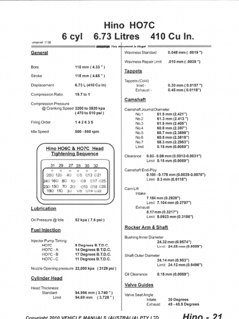 Hino - HO7C 6 Cyl | PDF