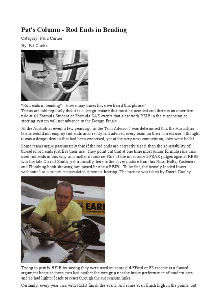 Rod Ends in Bending PDF Force Transportation Engineering