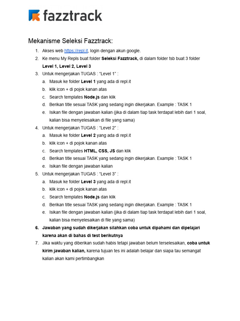 Test Technical Bootcamp Fazztrack - Tipe C | PDF