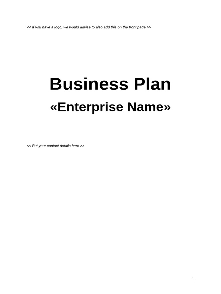 Business Plan - TEMPLATE | PDF