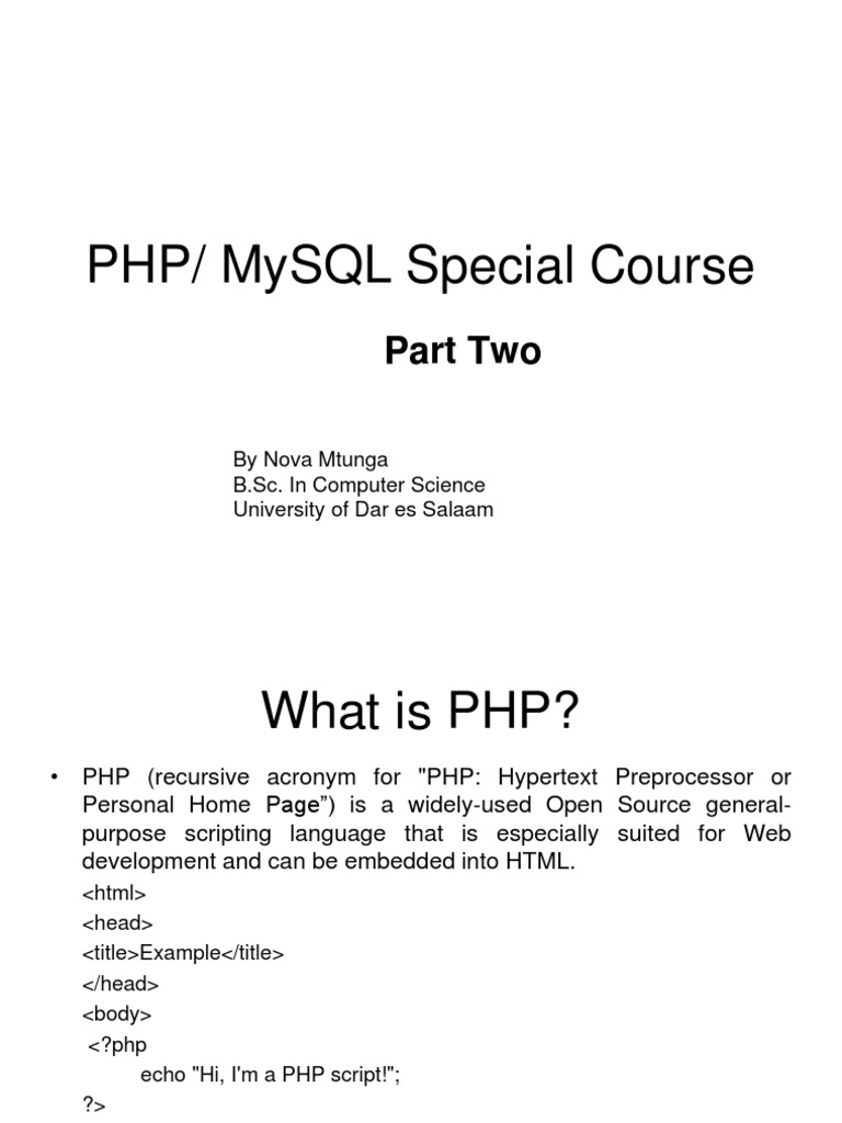 PHP Lecture Notes 1