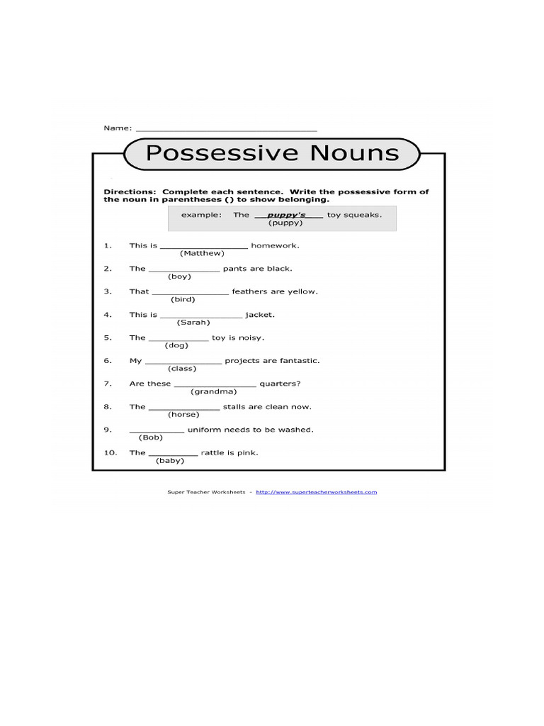 Possessive Nouns Worksheets - 379418.jpg | PDF