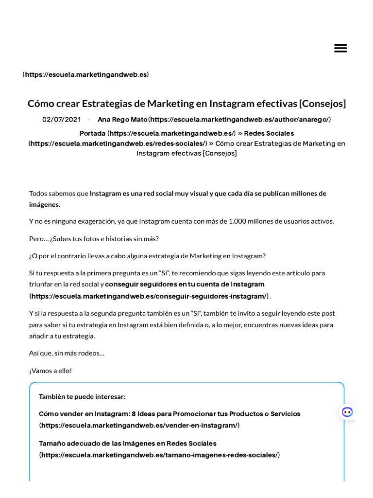 Estrategias de Marketing en Instagram Efectivas (Ejemplos + Consejos) | PDF