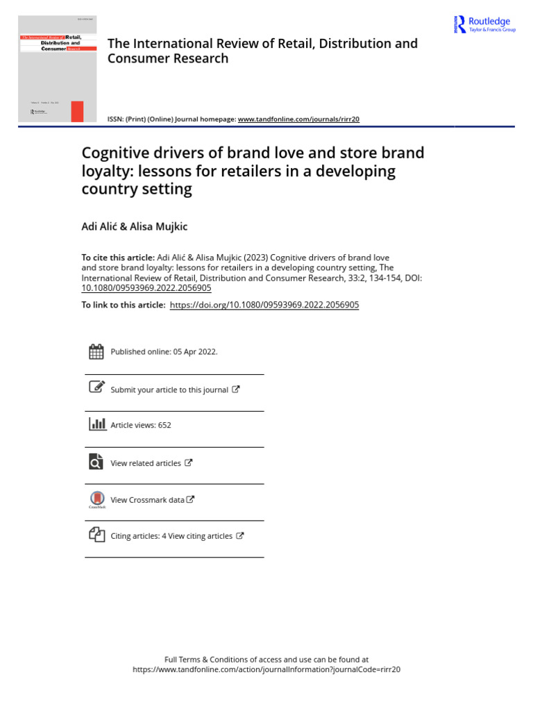 Cognitive Drivers of Brand Love and Store Brand Loyalty Lessons For ...