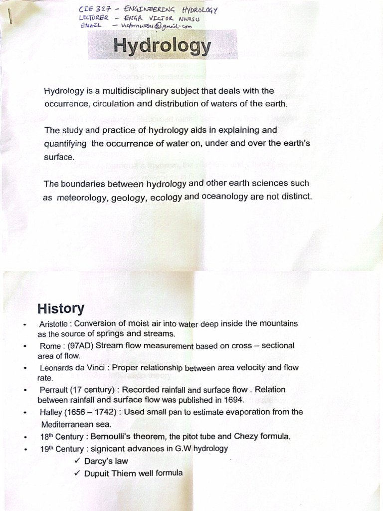 Hydrology Lecture Note 1 | PDF