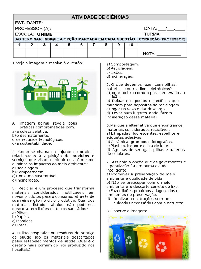 Práticas de Reciclagem e Sustentabilidade | PDF | Desperdício | Reciclagem