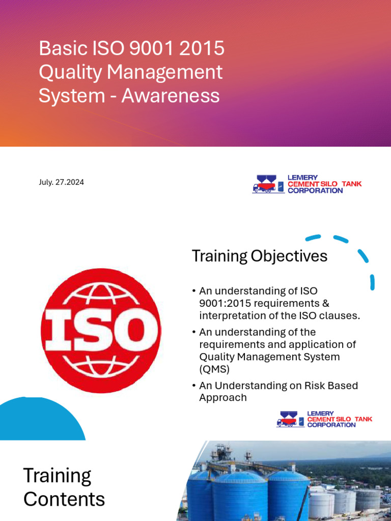 ISO 9001:2015 Basic Awareness Training | PDF | Iso 9000 | Quality ...