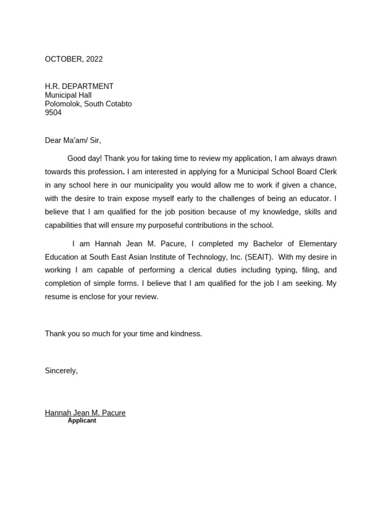 Hannah Application School MSB | PDF