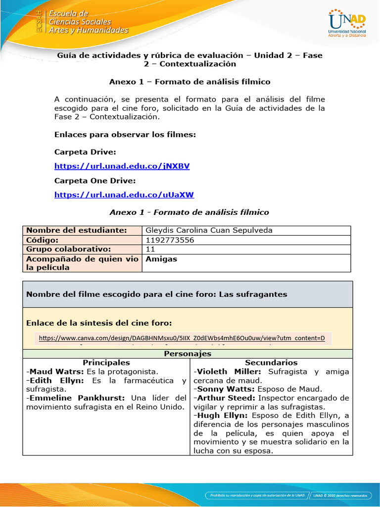 Análisis fílmico: Las sufragantes | PDF | Sufragista | Discriminación