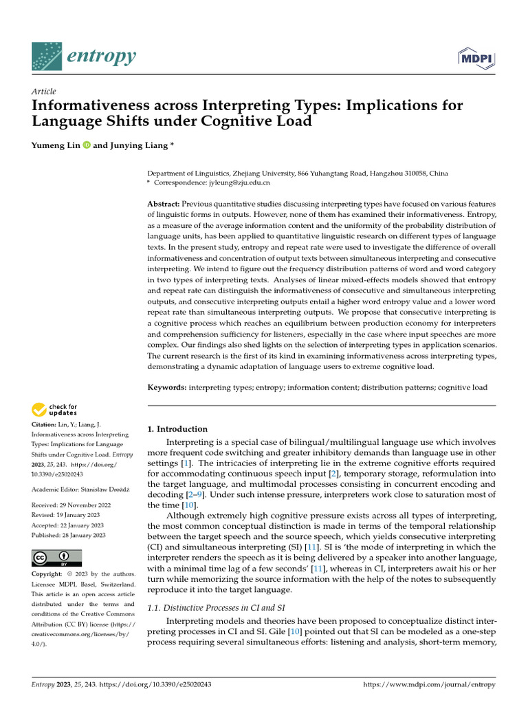 Informativeness across interpreting types implications for language