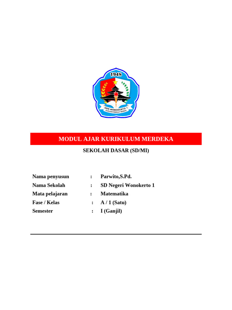 Modul Ajar Kurikulum Merdeka Kelas 1 2024 Yes | PDF