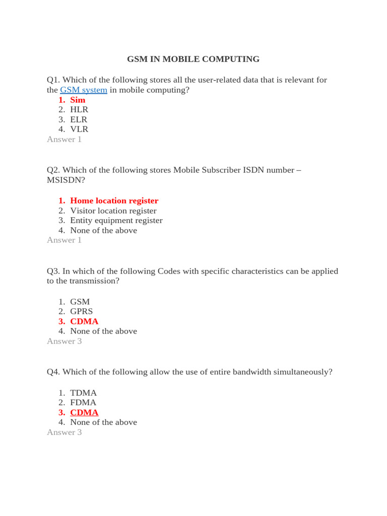 GSM in Mobile Computing | PDF