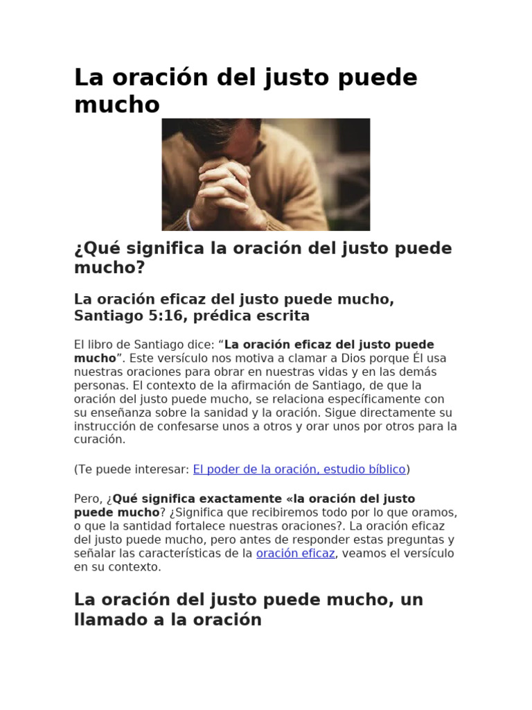 La Oración Del Justo Puede Mucho | PDF