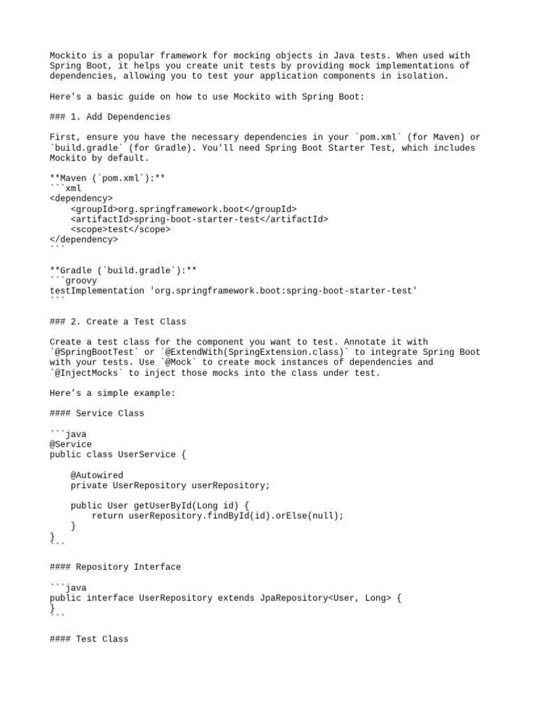Mokito in Springboot | PDF