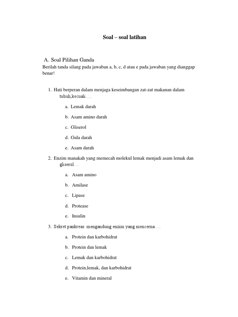 Soal Sistem Pencernaan