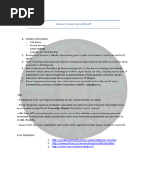 Free ATS Resume Template by thesurfboard