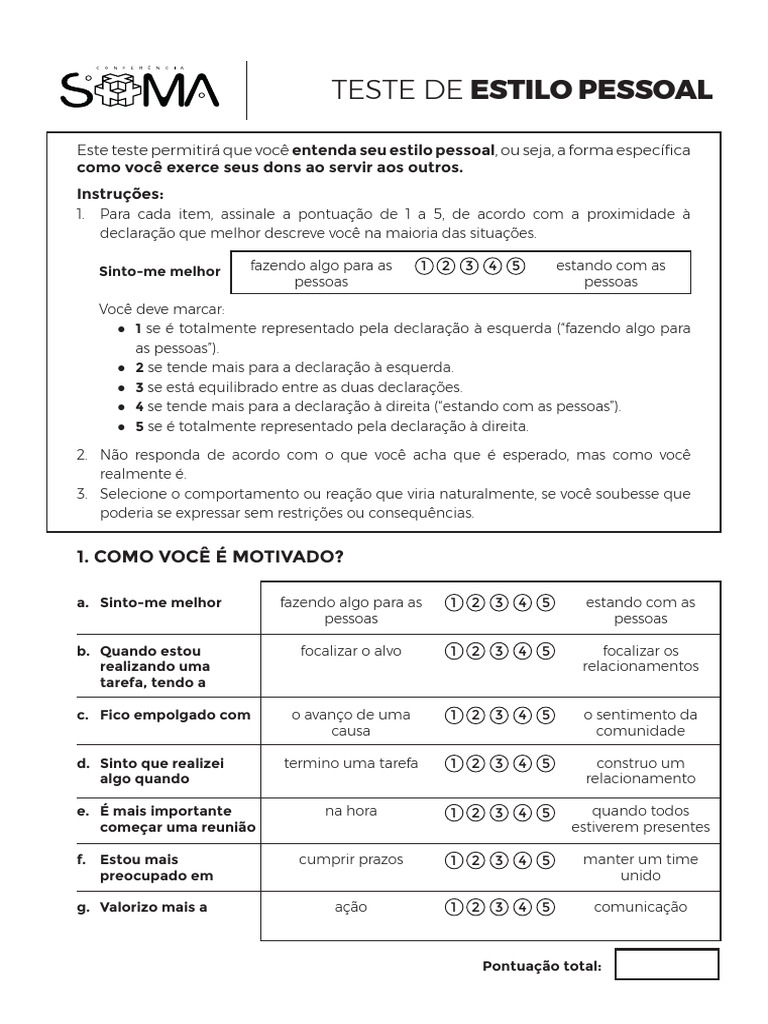 Teste de Estilo Pessoal | PDF