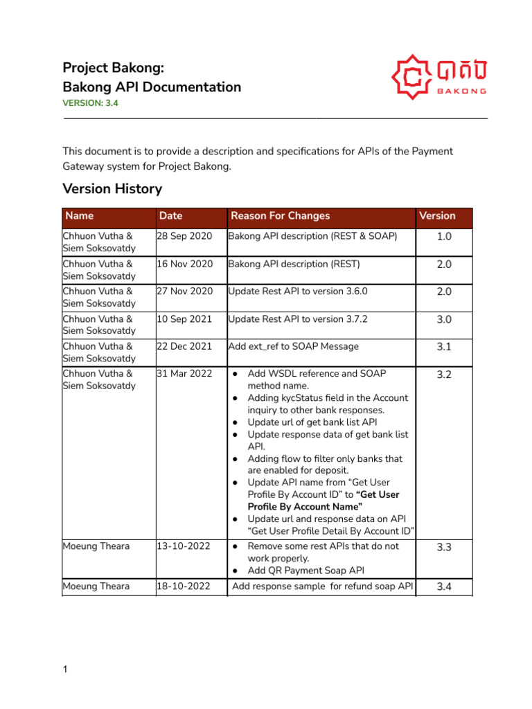 Bakong PG API Documents v3.3-2 | PDF