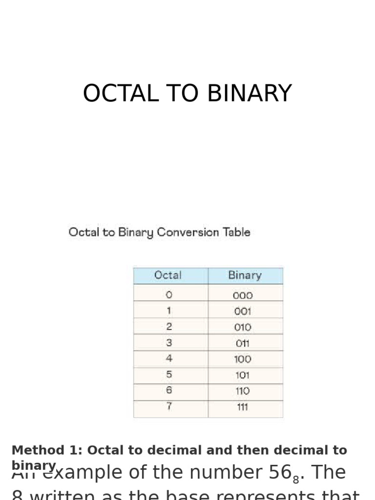 Octal to Binary Conversion Methods | PDF
