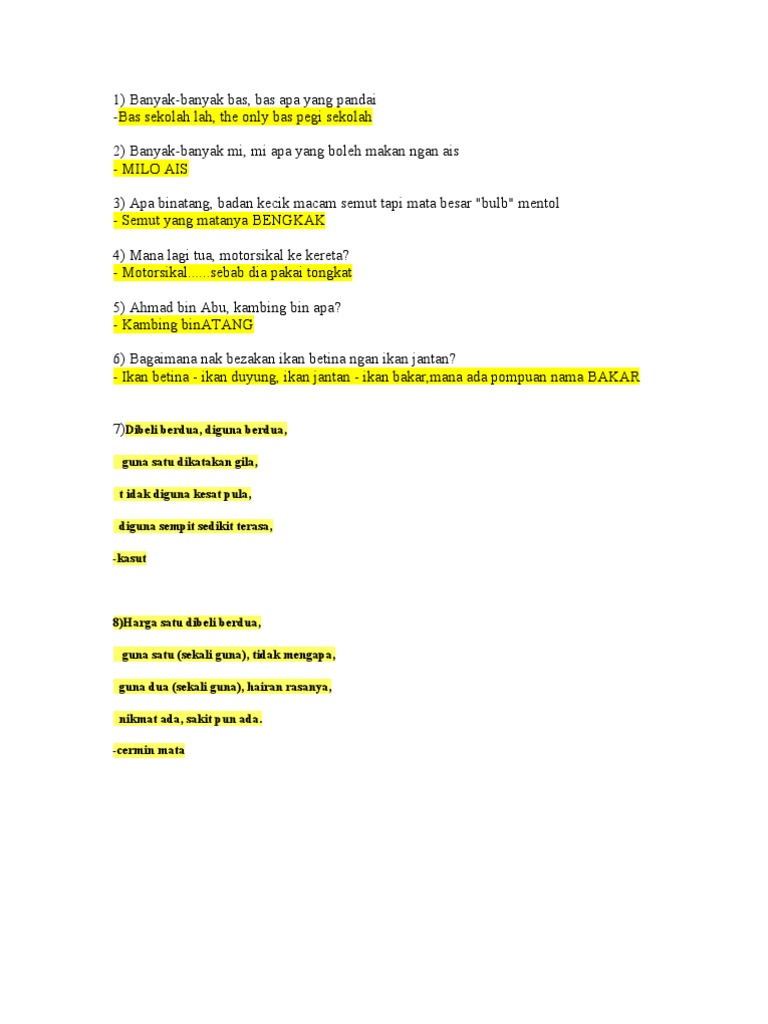 Himpunan Contoh Teka Teki Mee Apa Yang Ramai Yang Power Untuk Para Murid Contoh Resume Cover Letter Curriculum Vitae Terbaik