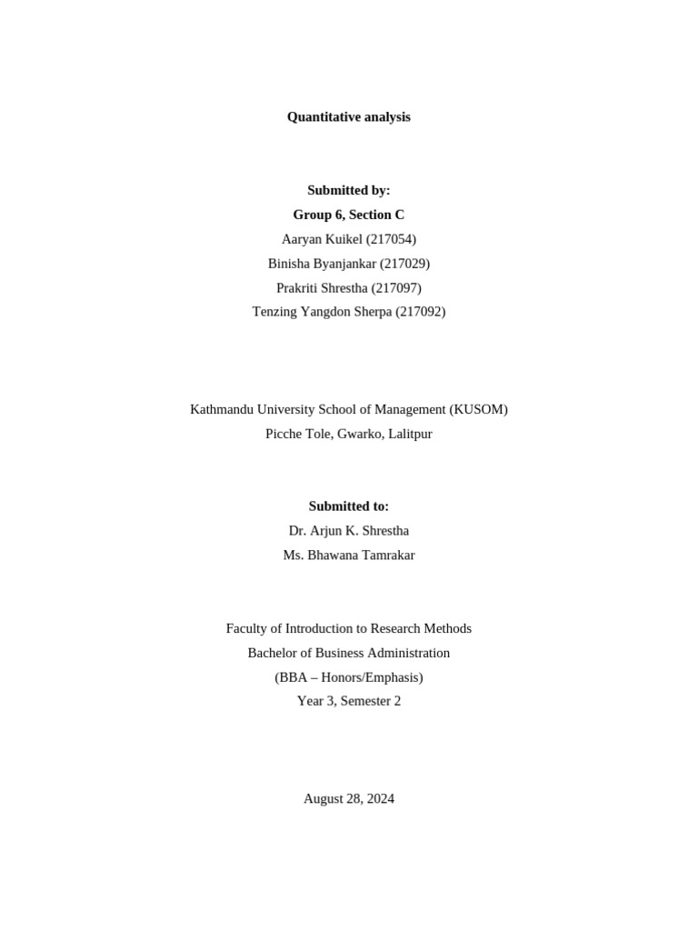 Quantitative Analysis Group 6 | PDF | Cronbach's Alpha | Statistical ...